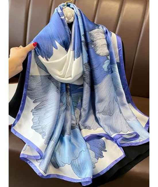Premium Silk Feeling Spring Print Scarf